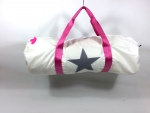 Segeltuchtasche Weekender / Sport grauer Stern & pink Gurt